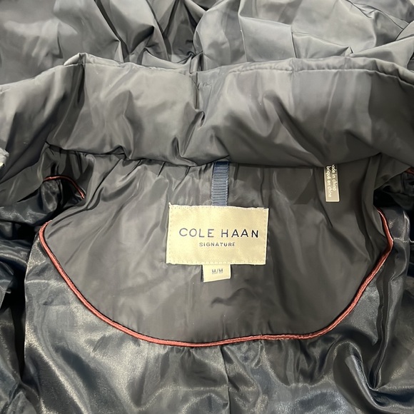 Cole Haan puffer hooded down/feather jacket! Navy blue’ New’ size Medium - Picture 9 of 14
